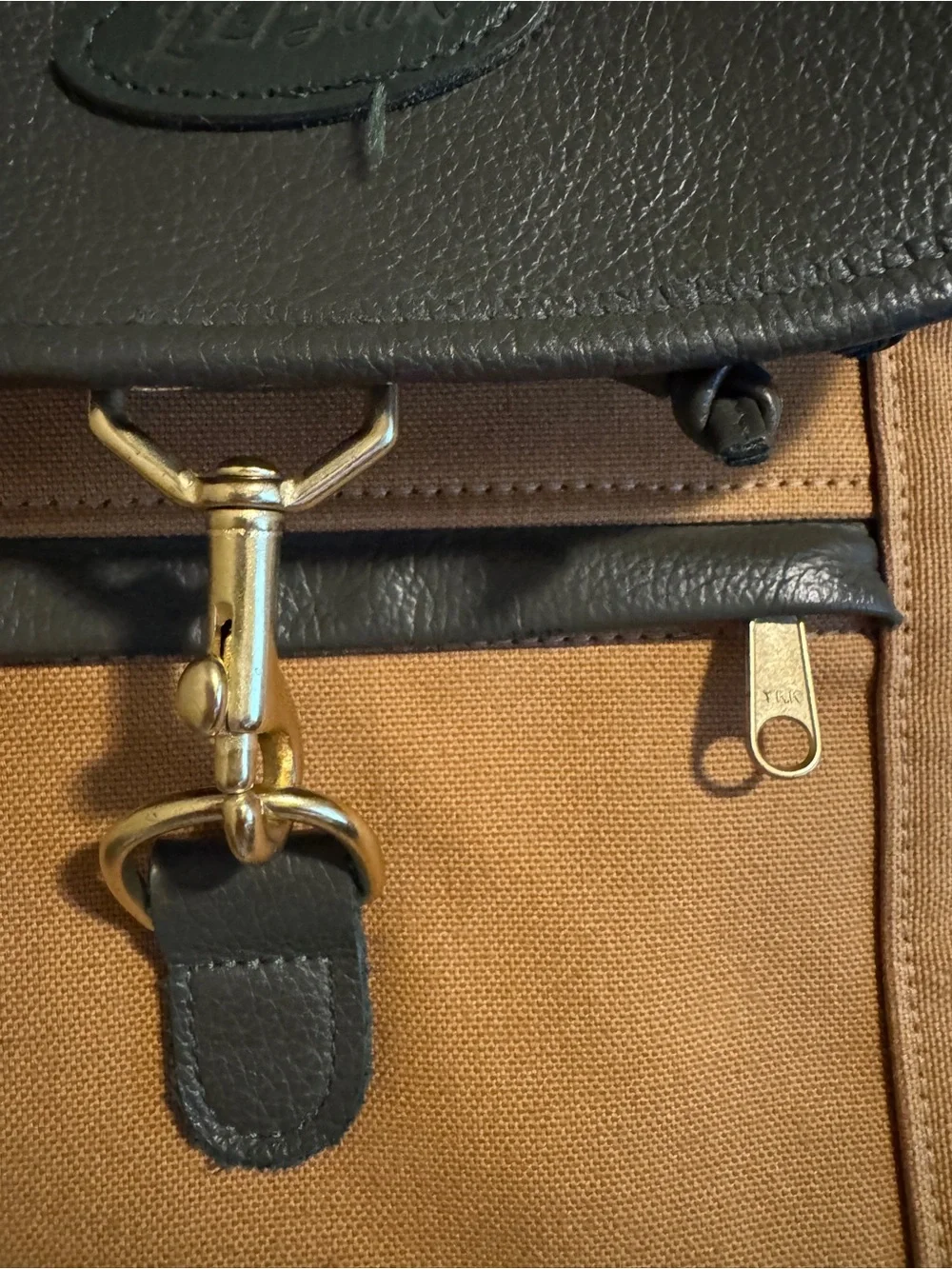 Vintage LL Bean Leather-Trim Tan Canvas Backpack